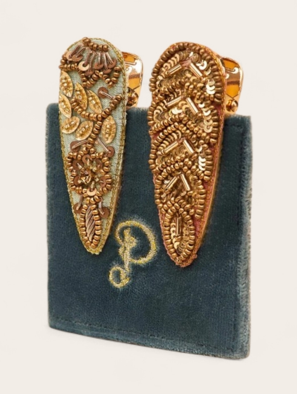 New Powder Designs Jeweled Hair Clips Set Of 2 Beaded Sequins Embroidered
